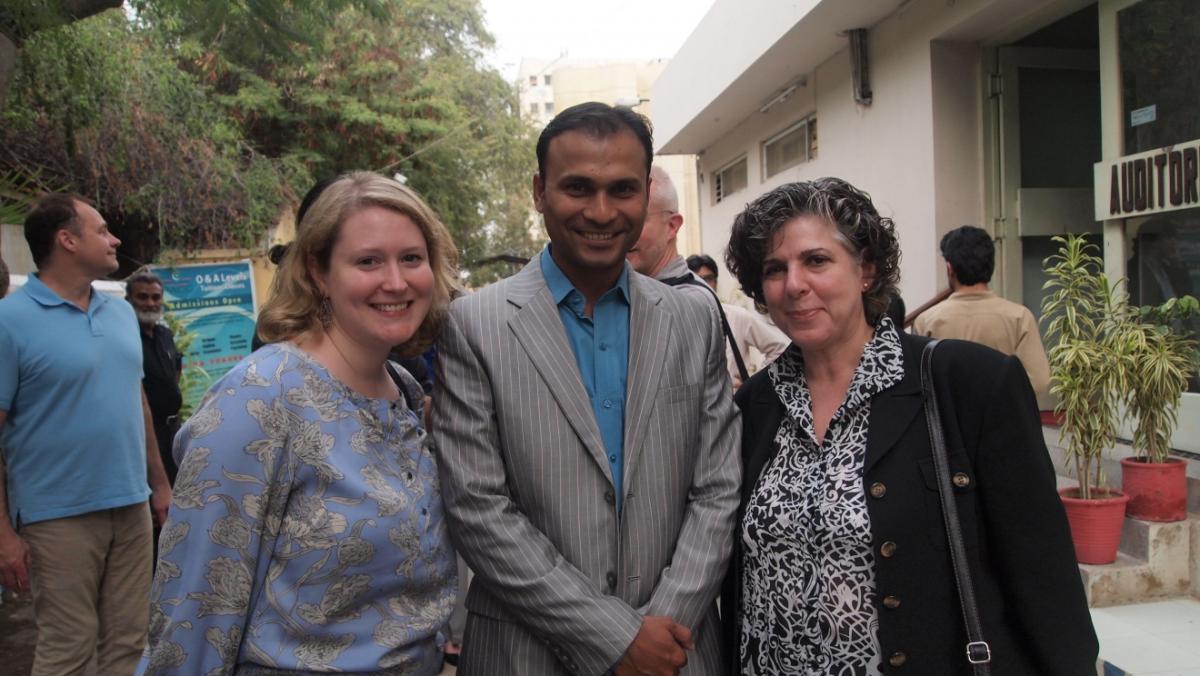 Kristin Haworth and Ali Chauhan of the U.S. Consulate in Karachi, with Deirdre Valente of LBMI