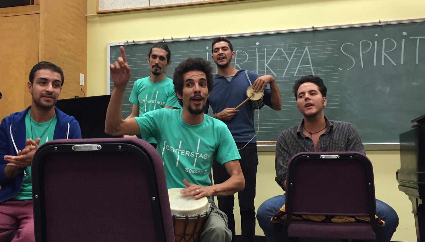 The band Ifrikya Spirit teaching at a student workshop