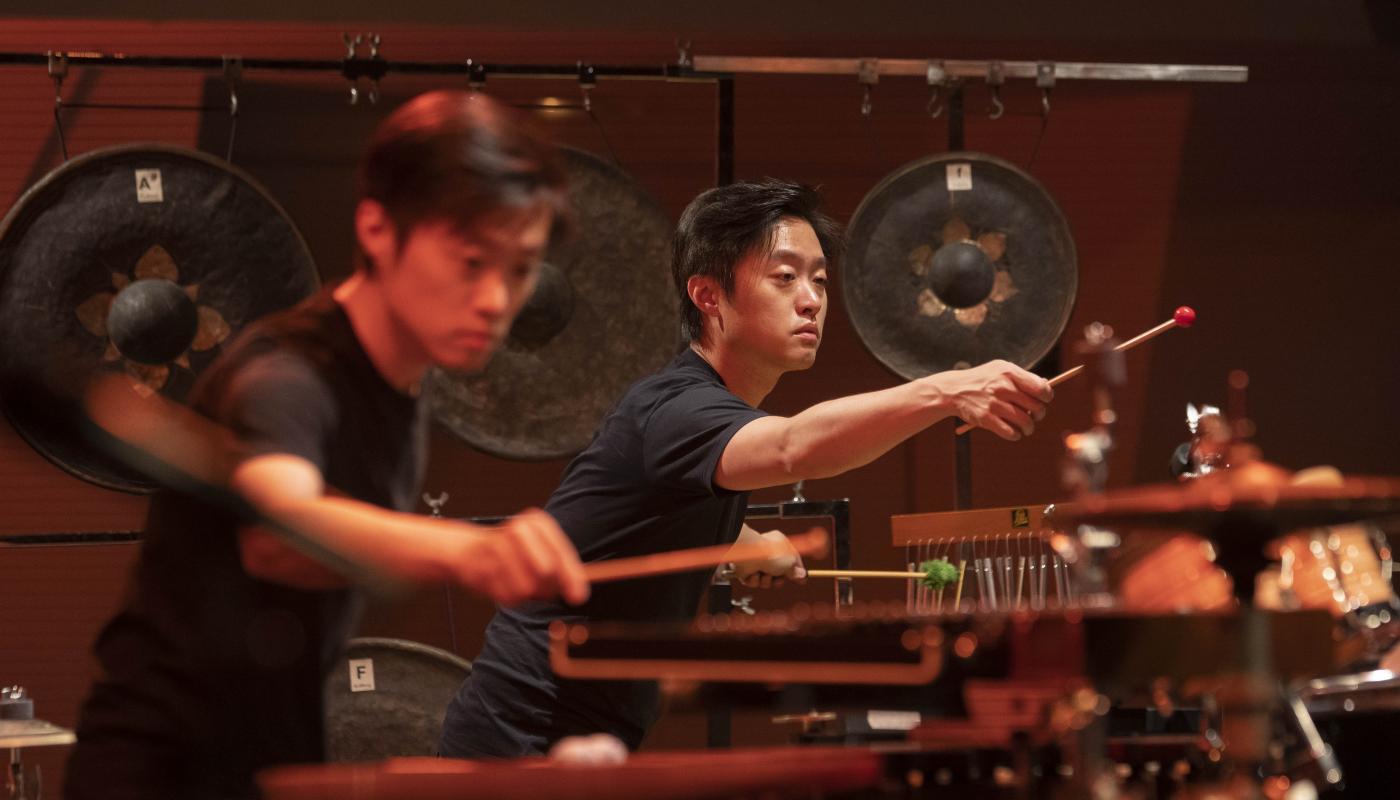 Twincussion by Miguel Barreto Two men playing marimbas