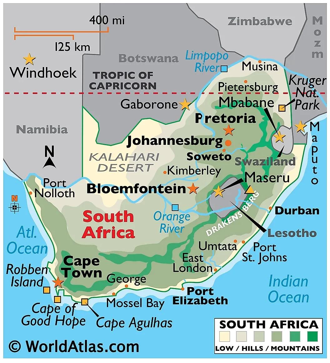 A map of South Africa